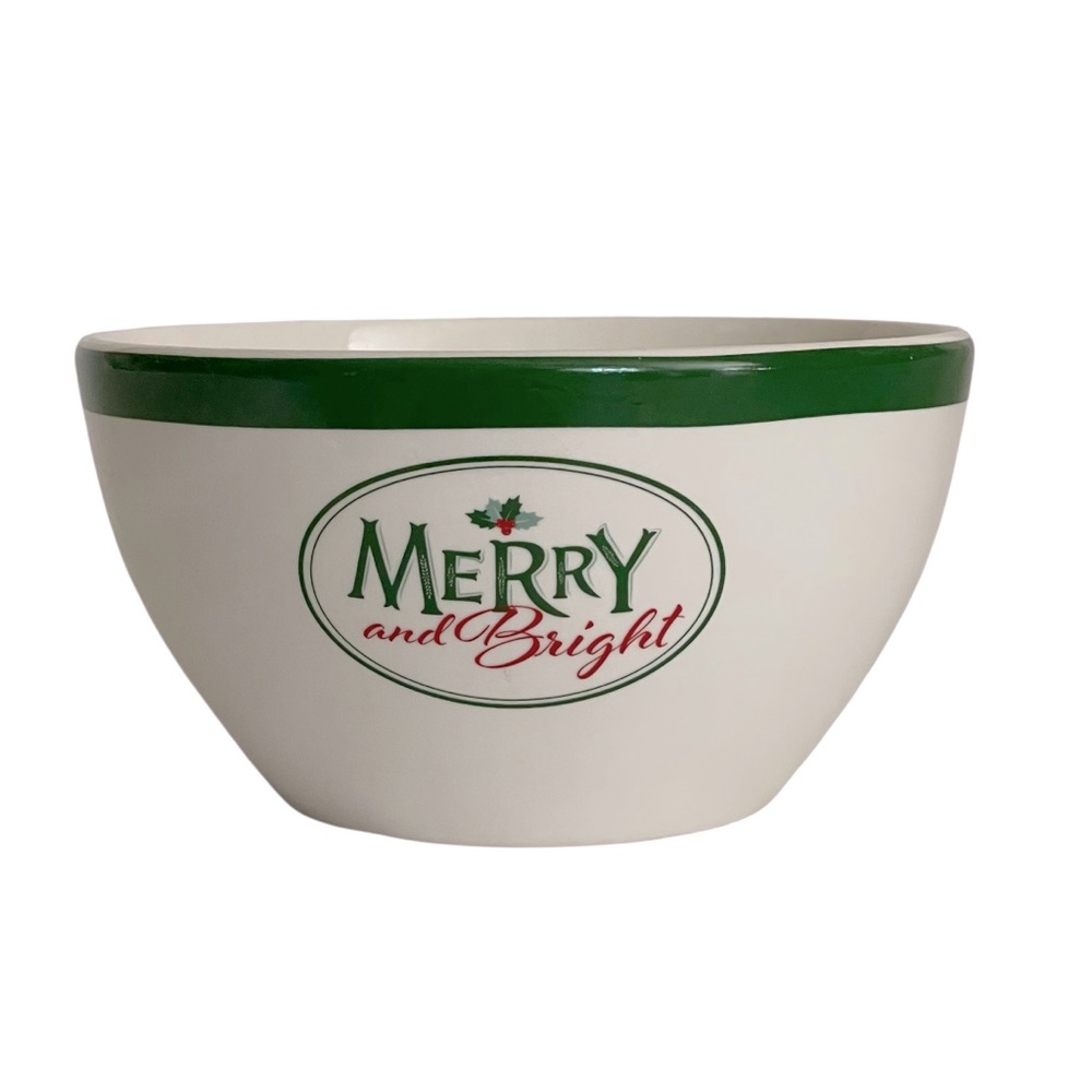 DESIGNPAC 7" Serving Bowl Ceramic Holiday Merry and Bright